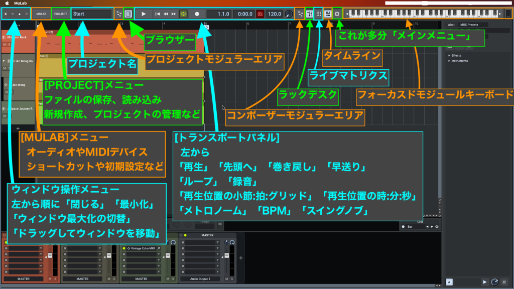 コンポーザー画面の説明